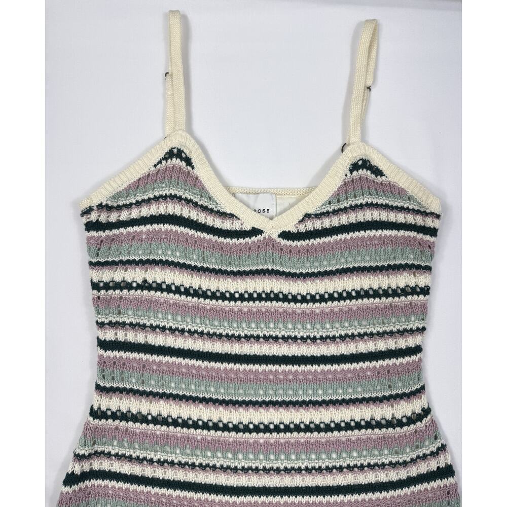 Pink Rose Striped Crochet Midi Dress Sleeveless Crochet  size S - Picture 3 of 11